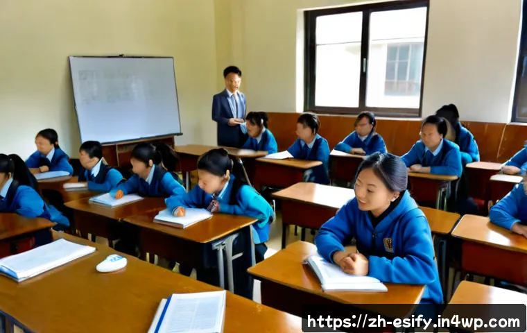 소통의 다양성이 학습자 참여에 미치는 영향 - Photorealistic modern classroom in China, diverse university students actively participating through...